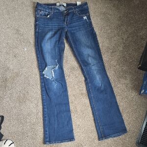 Hollister Blue Boot Cut Jeans with Distressed Details
